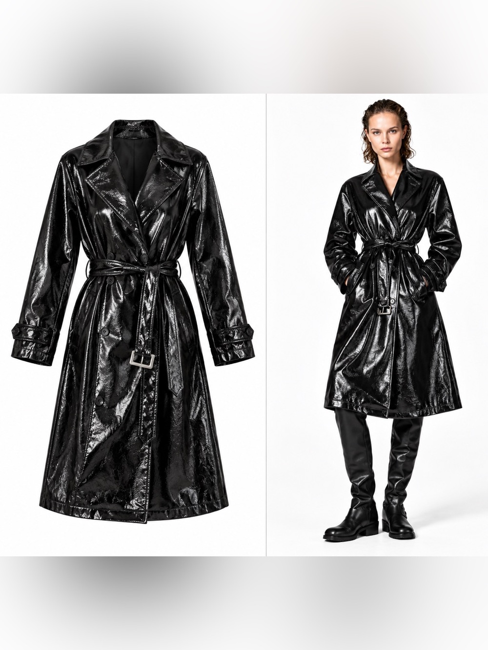Zara x Steven Meisel Leather Belted Trench Coat – Size M–L